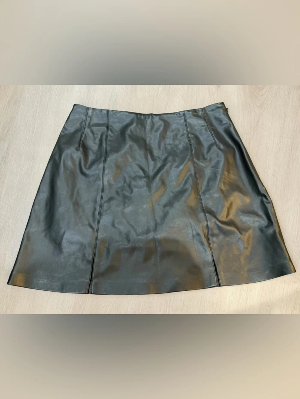 Topshop Black Faux Leather A-Line Mini Skirt